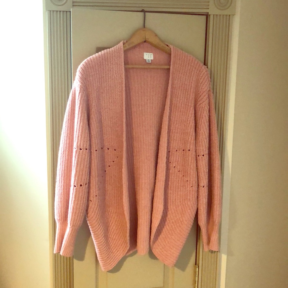 Balloon sleeved open cardigan